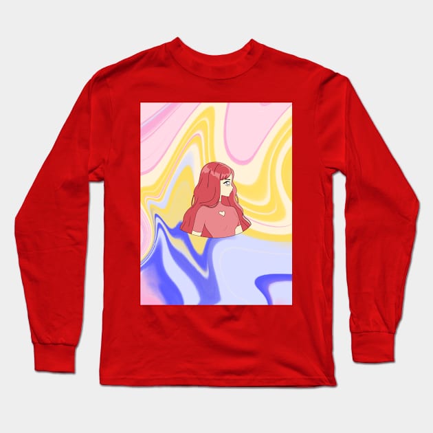 Girl On A Painting Long Sleeve T-Shirt by Rowalyn Keith